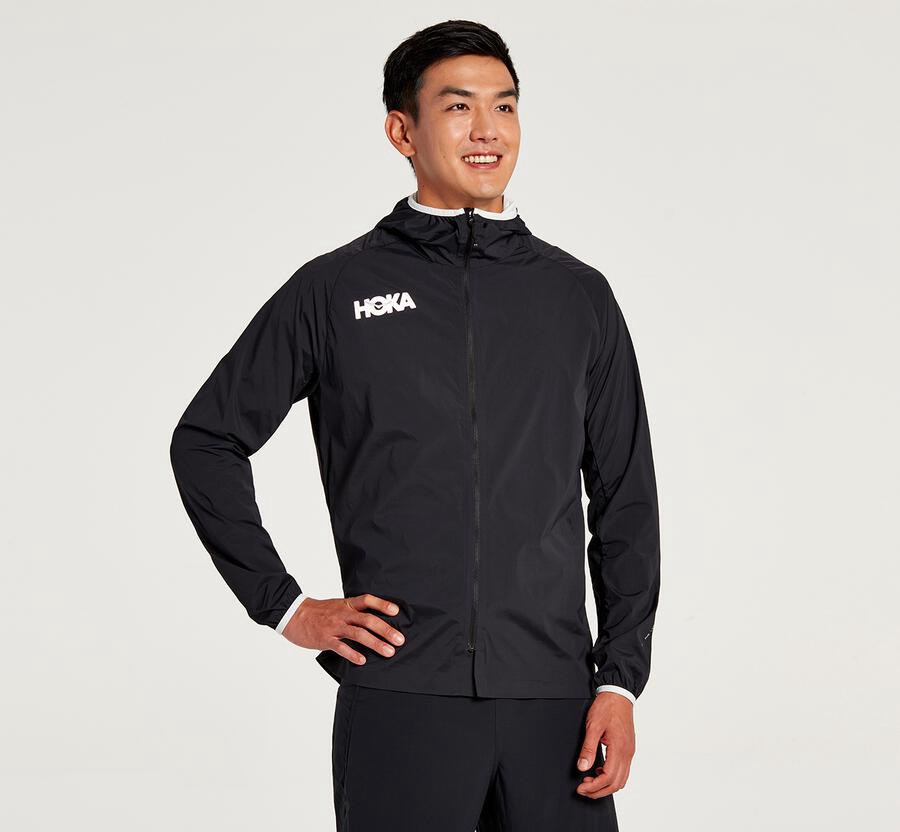 Hoka One One Bundy Panske Čierne - Full-Zip Wind - 71352-OKWE